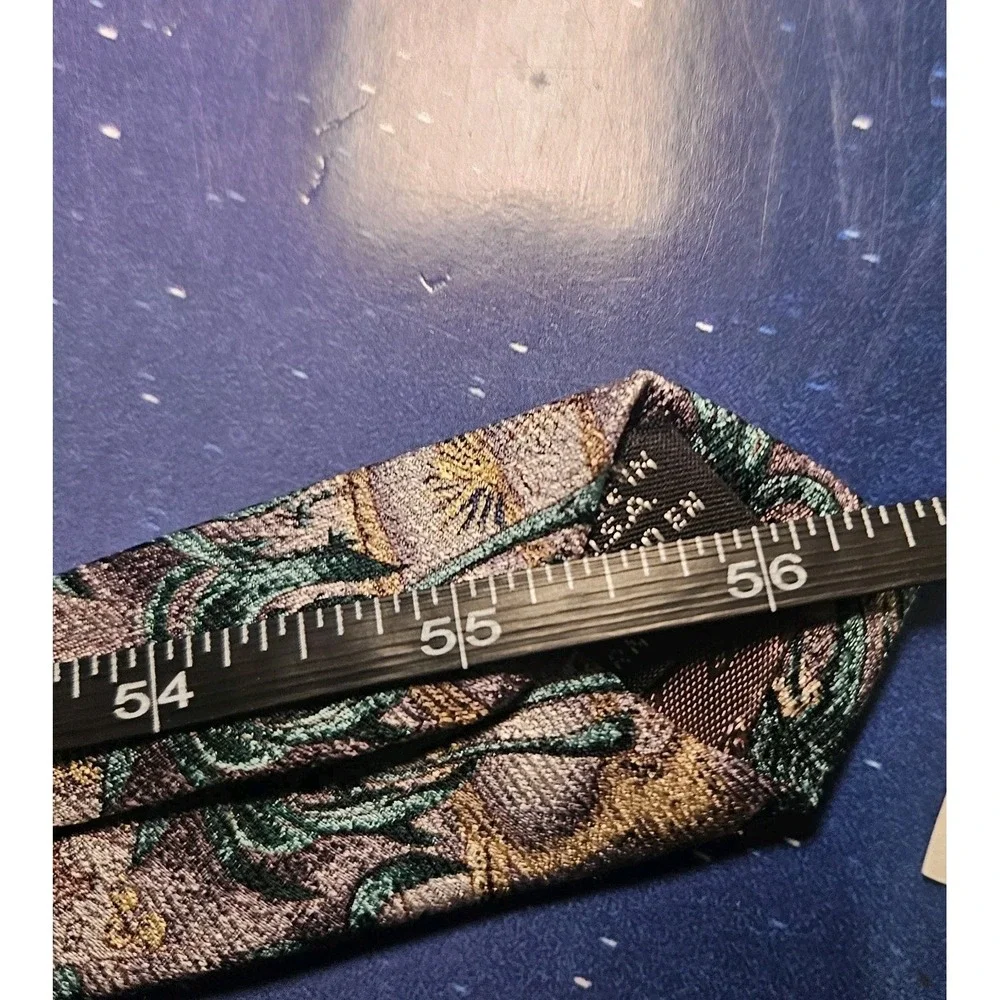 Reyn Spooner Necktie Mens OS Green Royal Fish Pond Palm‎ Tree Silk 1994 Vintage